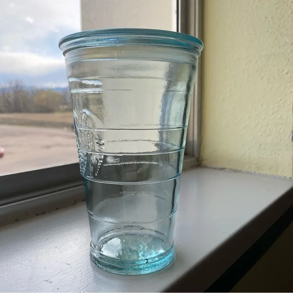 Starbucks Recycled Glass Cup 16oz blue green NO STRAW - Picture 4 of 4